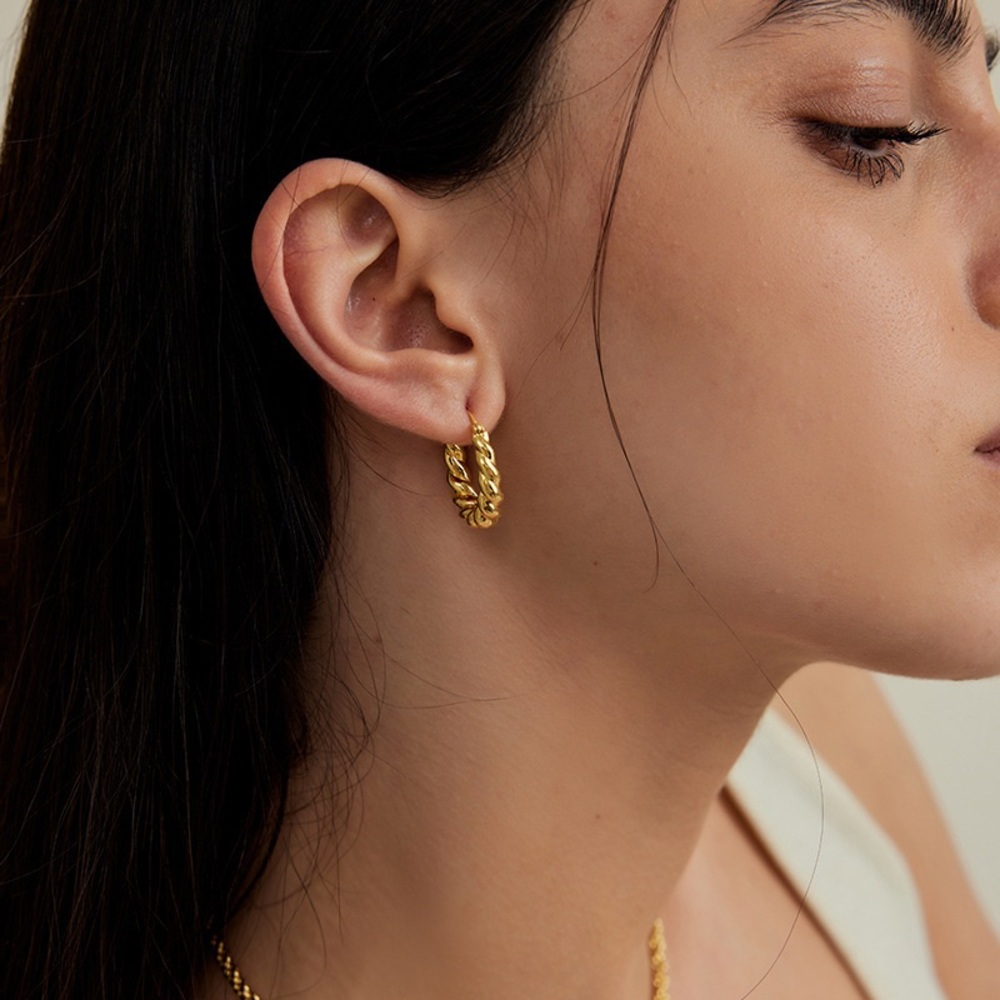 18K Gold Plated Twisted Croissant Hoop Earrings*Dainty Minimalist Hoops*ZX
